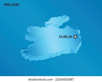 Ireland 3D Isometric map with Capital Mark Dublin Vector Illustration Design