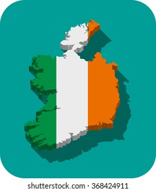 Ireland - 3D map and flag