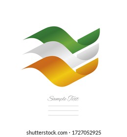 Ireland abstract flying wavy flag green white orange ribbon logo icon banner