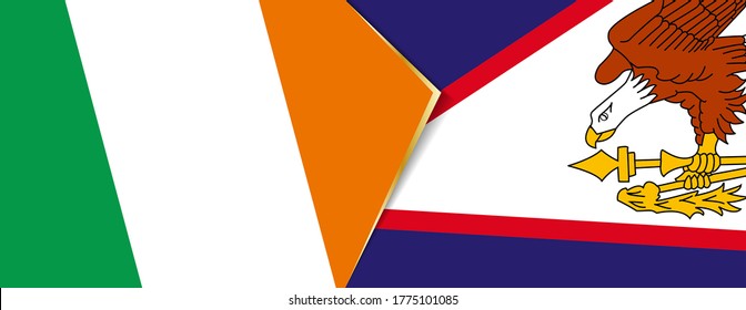 Banderas de Irlanda y Samoa Americana, dos banderas vectoriales símbolo de relación o enfrentamiento.
