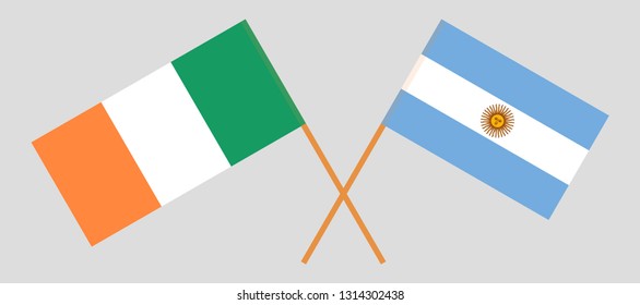 Ireland and Argentina. The Irish and Argentinean flags. Official colors. Correct proportion. Vector illustration