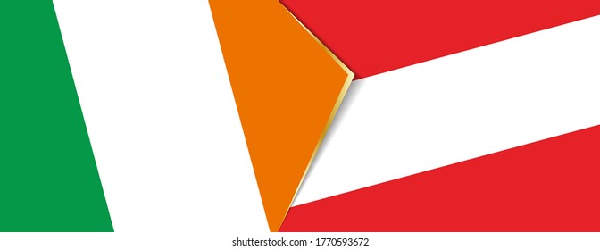 Banderas de Irlanda y Austria, dos banderas vectoriales símbolo de relación o enfrentamiento.