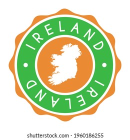 Ireland Badge Map Vector Seal. Irish National Symbol Country Stamp Design Icon Label. 