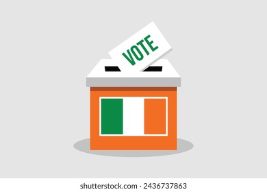 Ireland Ballot Box Flat and minimalist vector illustration concept. Vote Conceptual Art. Elections.