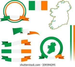 Ireland Banner Set. Vector graphic banners and ribbons representing the Republic of Ireland.