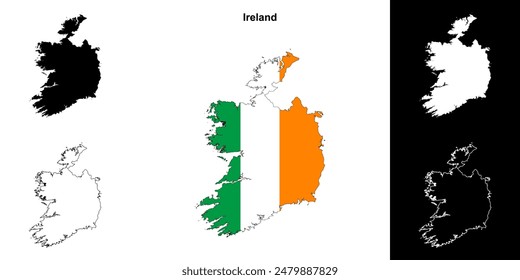 Conjunto de mapas esquemáticos en blanco de Irlanda