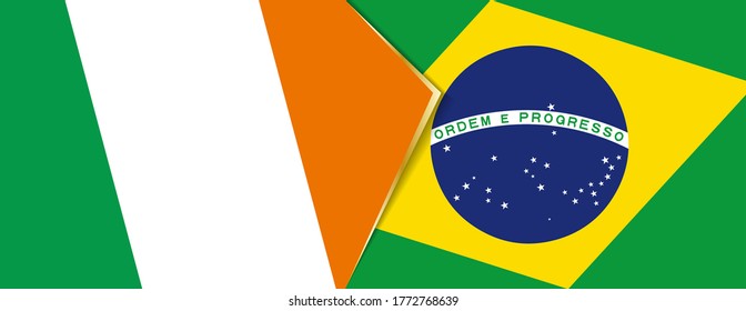 Ireland and Brazil flags, two vector flags symbol of relationship or confrontation.