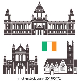 Ireland buildings. Abstract buildings on white background