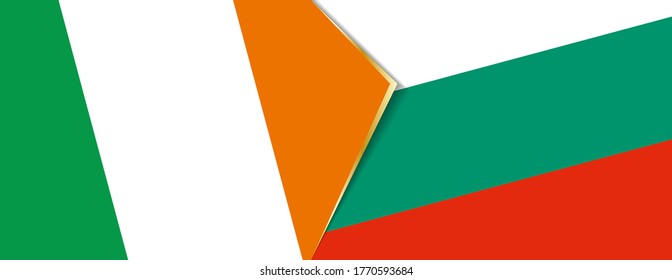 Irland und Bulgarien Flaggen, zwei Vektorflaggen Symbol für Beziehung oder Konfrontation.