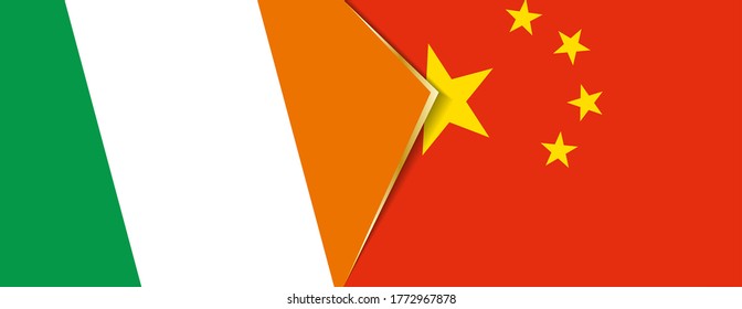 Ireland and China flags, two vector flags symbol of relationship or confrontation.