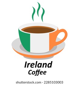 Ireland coffee cup logo illustration design. Drink Business concept icon