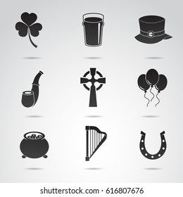 Ireland - collection of irish icons and symbols. Vector art.