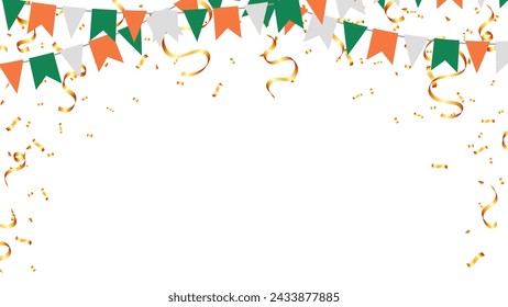 Ireland color concept party flags and confetti. celebration, birthday, school sport. vector illustration