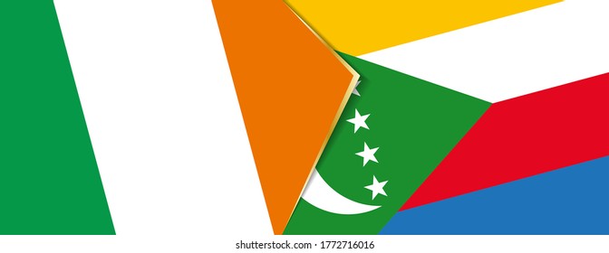 Ireland and Comoros flags, two vector flags symbol of relationship or confrontation.