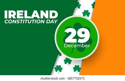Ireland Constitution Day 29 December. Poster, template, greeting card, banner, background design. Vector EPS 10.