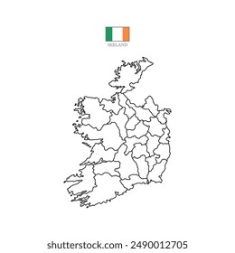 mapa de contorno de irlanda con estados. mapa de contorno de irlanda aislado sobre fondo blanco. Ilustración vectorial Europa