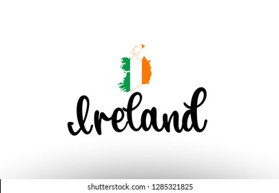 Ireland Country Big Text With Flag Inside Map Suitable For A Logo Icon Design