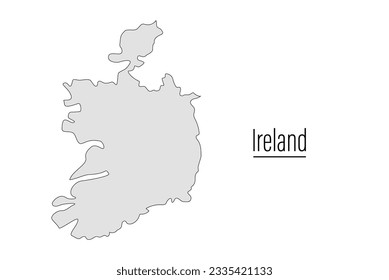 Ireland country contour map, shape of country. Map silhouette of European country, state in EU. Drawing background. Country drawing background. Irish map borders. Vector illustration for traveling