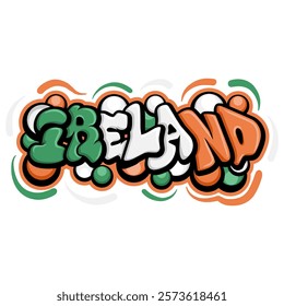 ireland country flag in graffiti art style