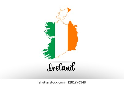 Ireland country flag inside country border map design suitable for a logo icon design