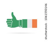 Ireland country flag thumbs up vector icon
