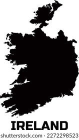 IRELAND country  map  in  black.  With the  caption of the  name of the country " IRELAND".