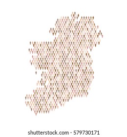 Ireland Country Map Made Up Of People Icon