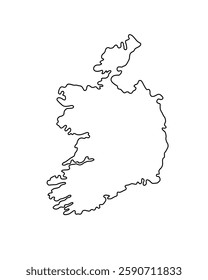 Ireland country map simple hand drawn outline vector illustration, Republic of Ireland blank template for design, educational purposes