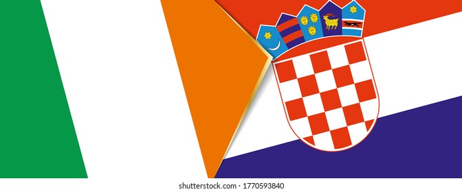 Irland und Kroatien Flaggen, zwei Vektorflaggen Symbol für Beziehung oder Konfrontation.