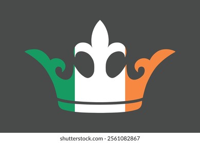 Ireland crown shape with flag, Flag of Ireland national country symbol illustration Vector, Rectangle Ireland flag illustration, Flat vector illustration
