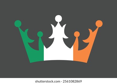 Ireland crown shape with flag, Flag of Ireland national country symbol illustration Vector, Rectangle Ireland flag illustration, Flat vector illustration
