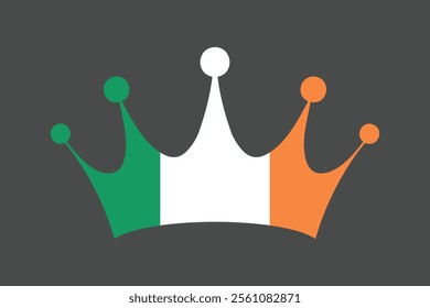 Ireland crown shape with flag, Flag of Ireland national country symbol illustration Vector, Rectangle Ireland flag illustration, Flat vector illustration
