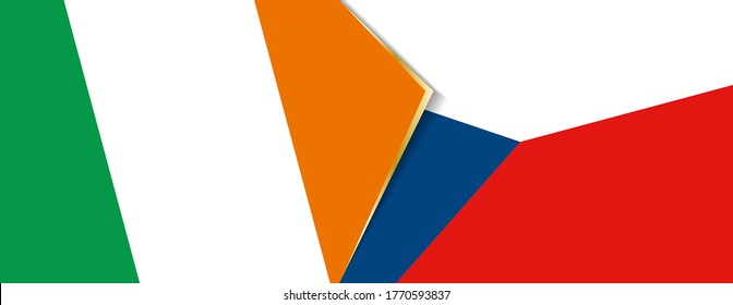 Ireland and Czech Republic flags, two vector flags symbol of relationship or confrontation.
