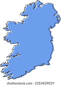 ireland detailed map, ireland vector detailed stylized, ireland outline stylized, ireland