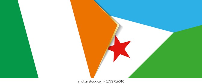 Ireland and Djibouti flags, two vector flags symbol of relationship or confrontation.