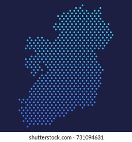 Ireland Dotted Map Vector Round Design Gradient Art
