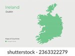 Ireland, Dublin. Creative vector map. White Maps of Countries, Europe, Hexagon Series.