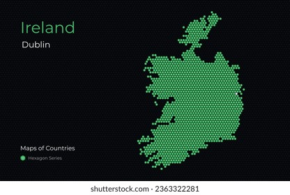 Ireland, Dublin. Creative vector map. Maps of Countries, Europe, Hexagon Series.