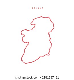 Ireland editable outline map. Irish red border. Country name. Adjust line weight. Change to any color. Vector illustration.