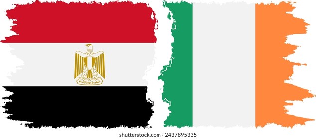 Ireland and Egypt grunge flags connection, vector