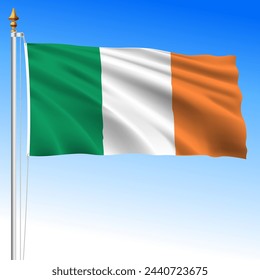 Ireland - Eire official national waving flag, European Union, vector illustration
