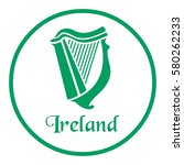 Ireland emblem with celtic harp