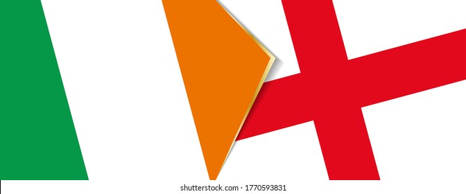 Ireland and England flags, two vector flags symbol of relationship or confrontation.