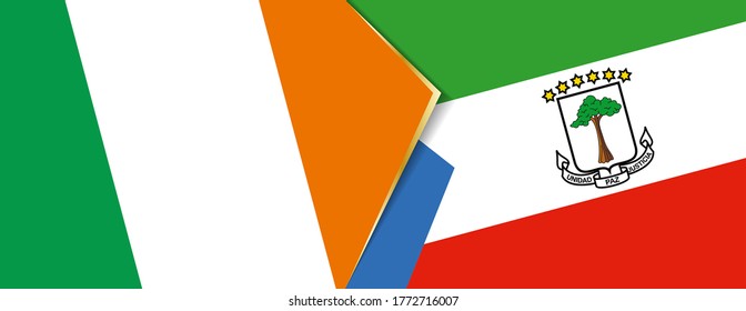 Ireland and Equatorial Guinea flags, two vector flags symbol of relationship or confrontation.