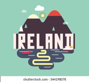 Ireland in europe is a beautiful country to visit. vintage vector illustration.