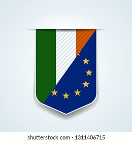 Ireland and European Union tag shield label illustration