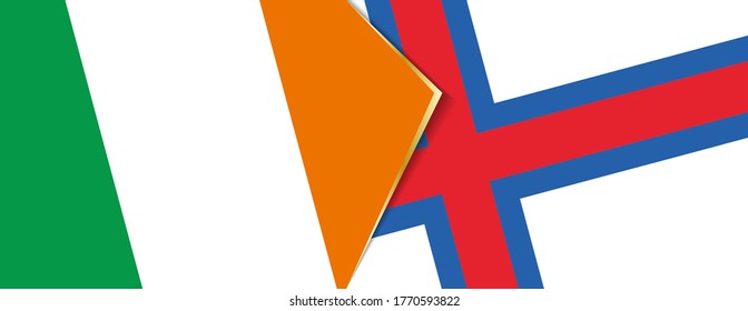 Ireland and Faroe Islands flags, two vector flags symbol of relationship or confrontation.