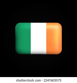 Ireland Flag 3D Icon. National Flag of Ireland. Vector illustration