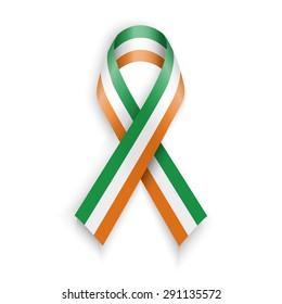 Ireland flag. Abstract irish ribbons isolated on white, vector illustration