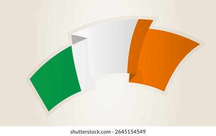Bandeira da Irlanda em forma de fita abstrata, símbolo nacional da Irlanda. Este vetor é ideal para uso em eventos nacionais, Dia da Independência, competições desportivas internacionais.